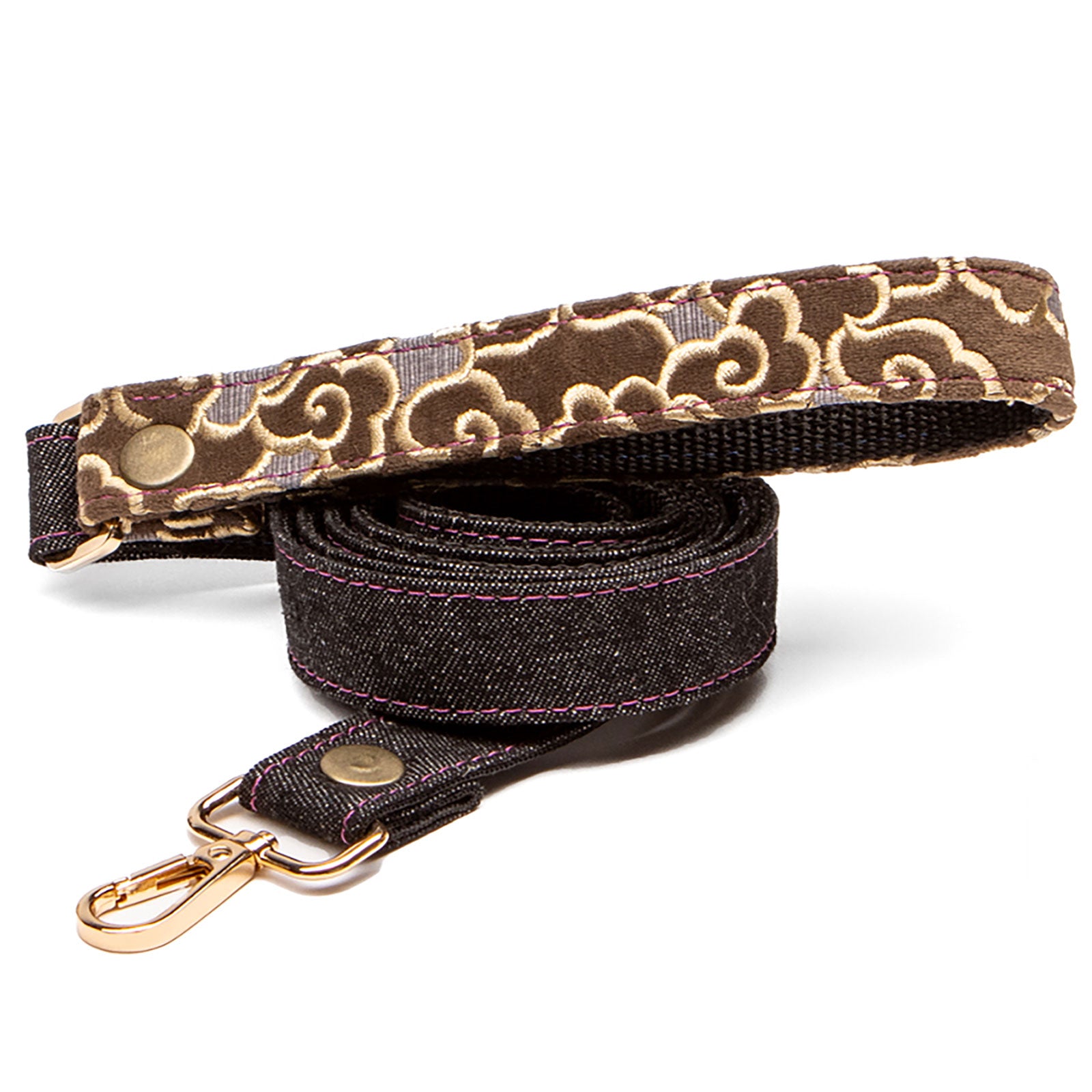 Cumulus Denim Leash - Brown Velvet on Tweed