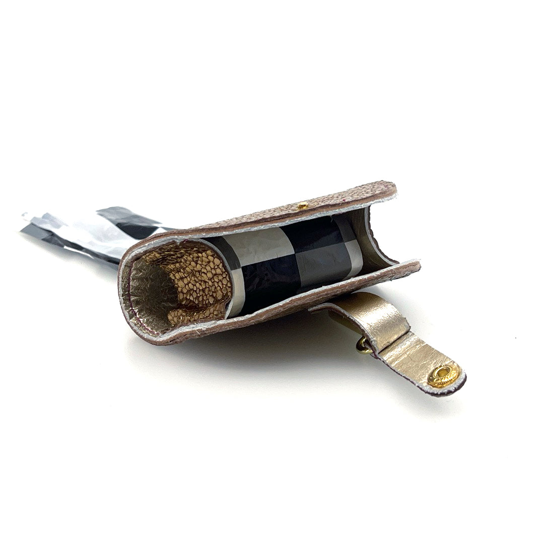 Poo Taco Leather Waste Bag Holder - Bronze Pebbles