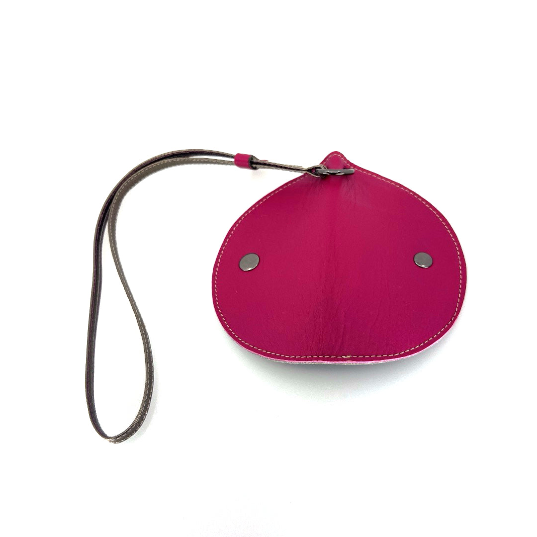 Half-moon leather eyeglass case in Fushia & Pewter by Lisa Rose by Design