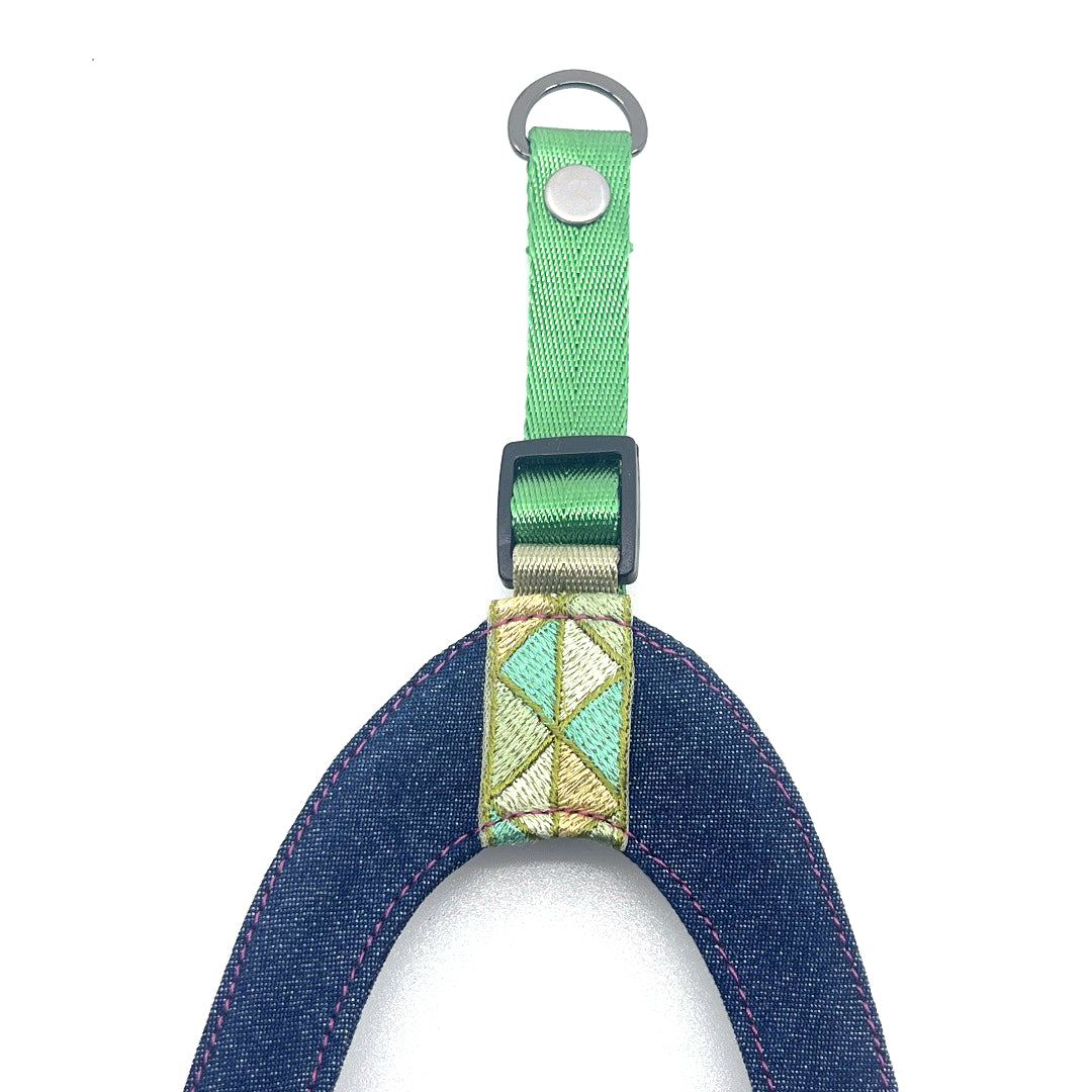 Triangle Denim Step-Into my Heart Harness - Emerald