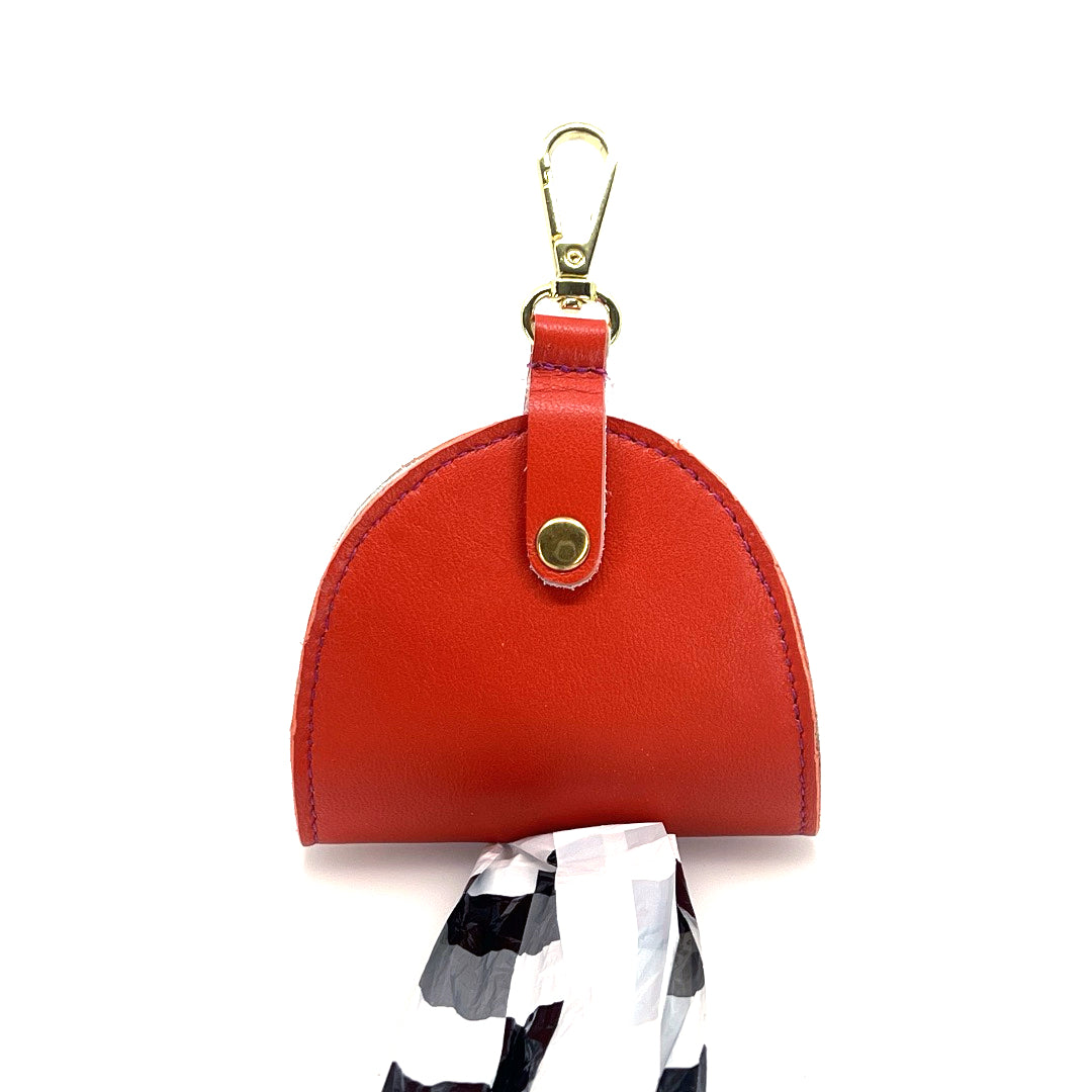 Poo Taco Leather Waste Bag Holder - Tangerine