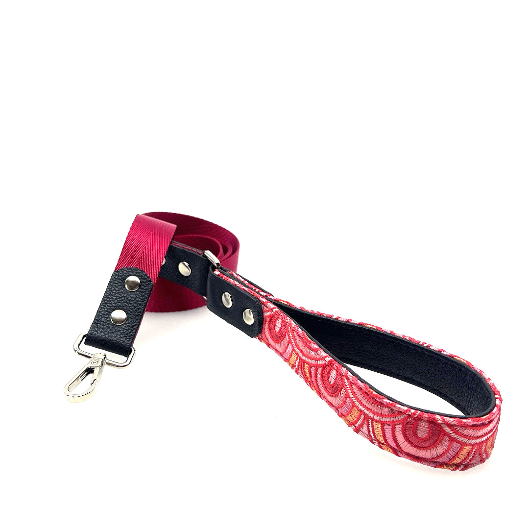 Arches Leather & Nylon Leash - Ruby