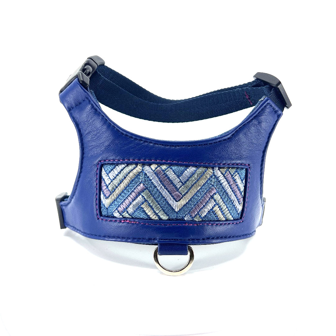 Cubic Leather Vest Harness - Sapphire