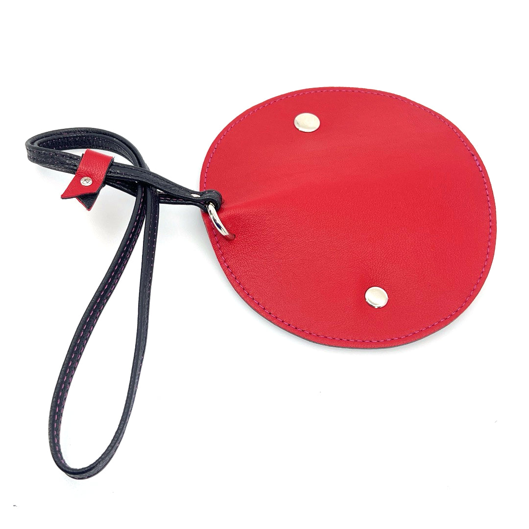 Half-moon leather eyeglass case in Ruby & Black by Lisa Rose by Design