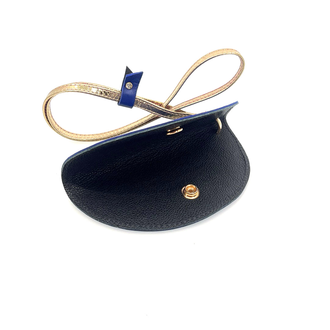 Half-Moon Eyeglass Case - Sapphire, Black