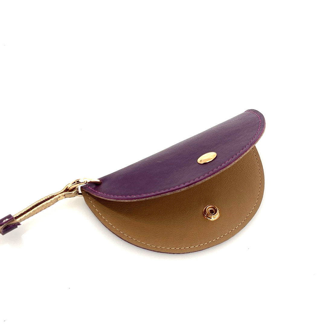 Half-Moon Eyeglass Case - Eggplant, Tan