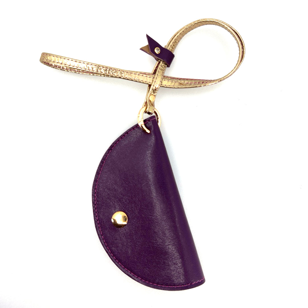 Half-Moon Eyeglass Case - Eggplant, Tan