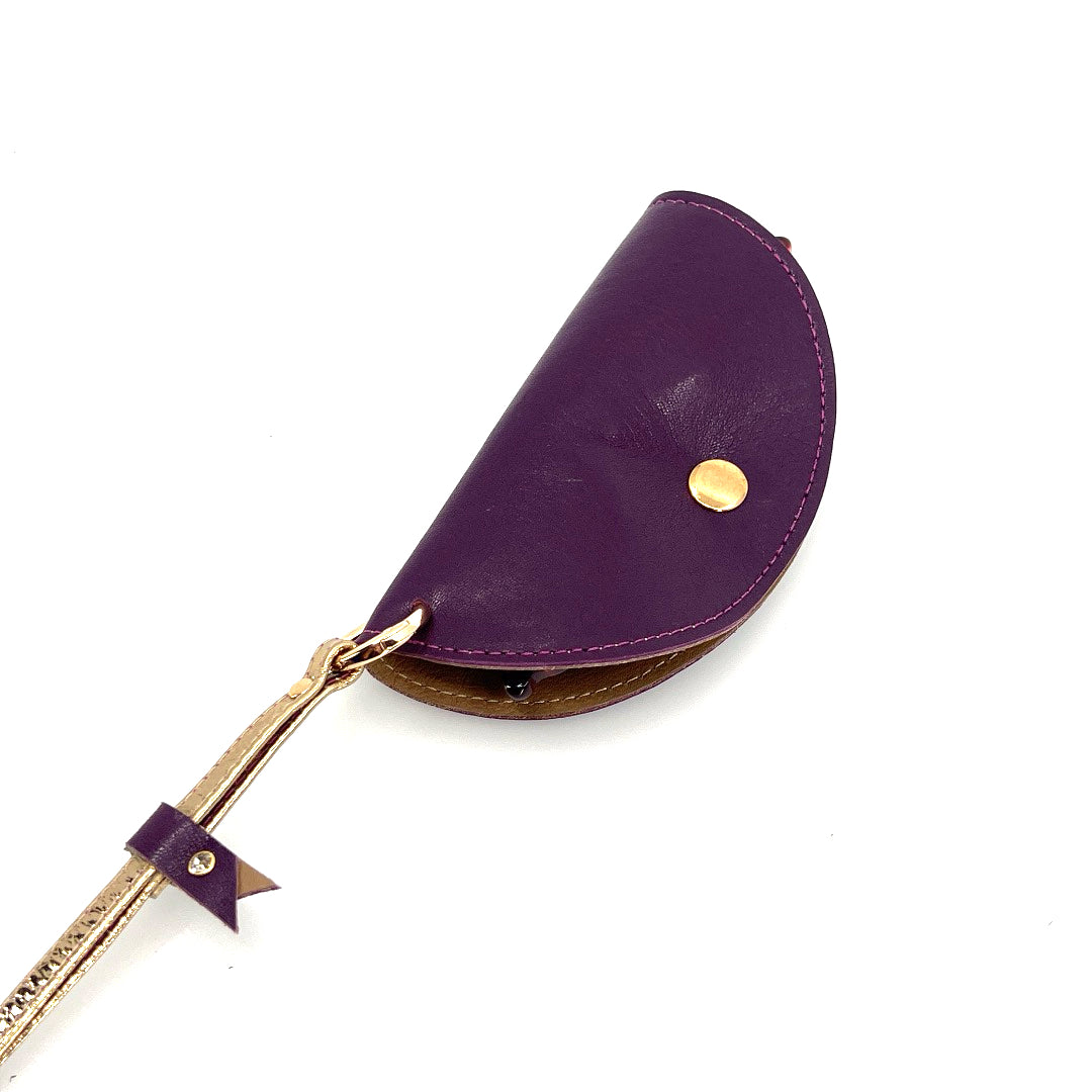 Half-Moon Eyeglass Case - Eggplant, Tan