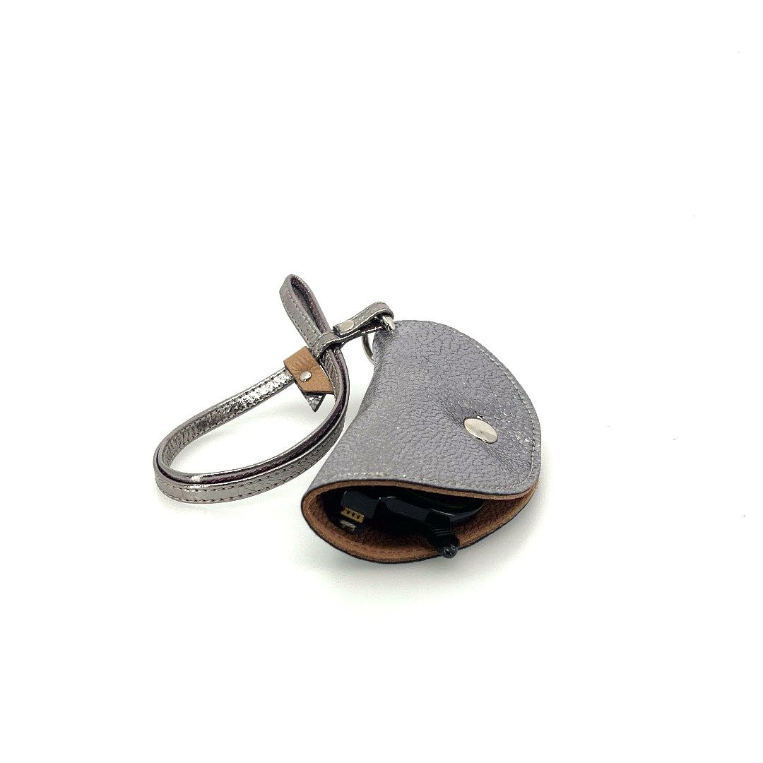 Half-Moon Eyeglass Case - Silver Pebbles, Tan