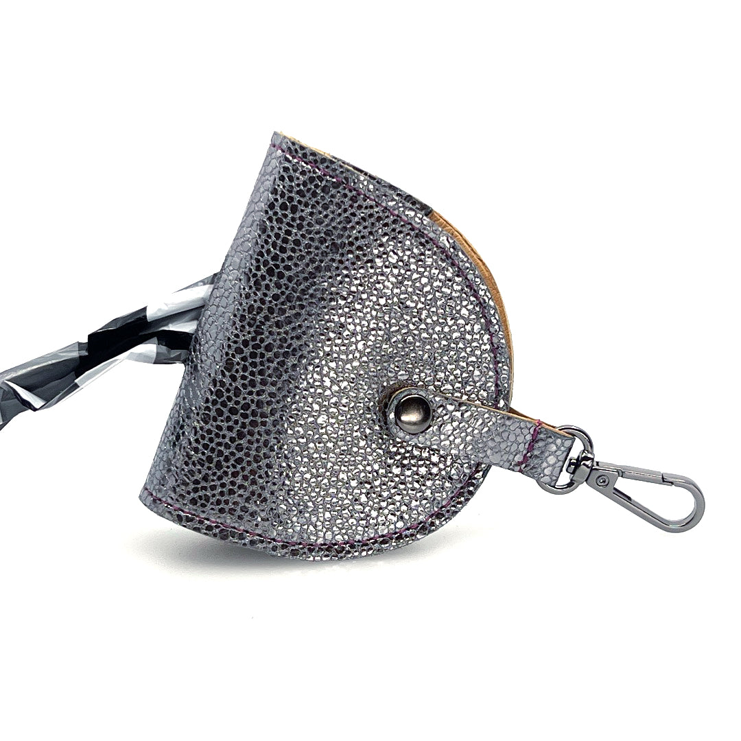 Poo Taco Leather Waste Bag - Silver Pebble