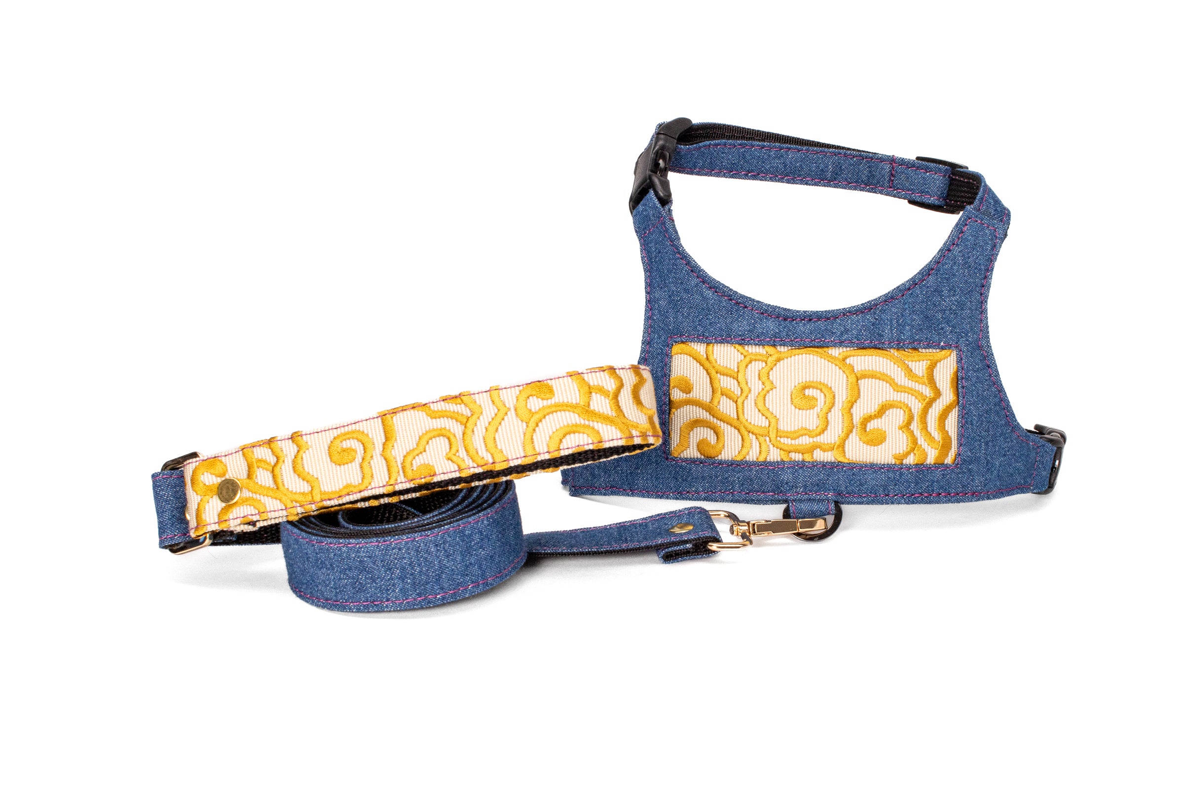 Cumulus Denim Leash - Marigold on Ivory