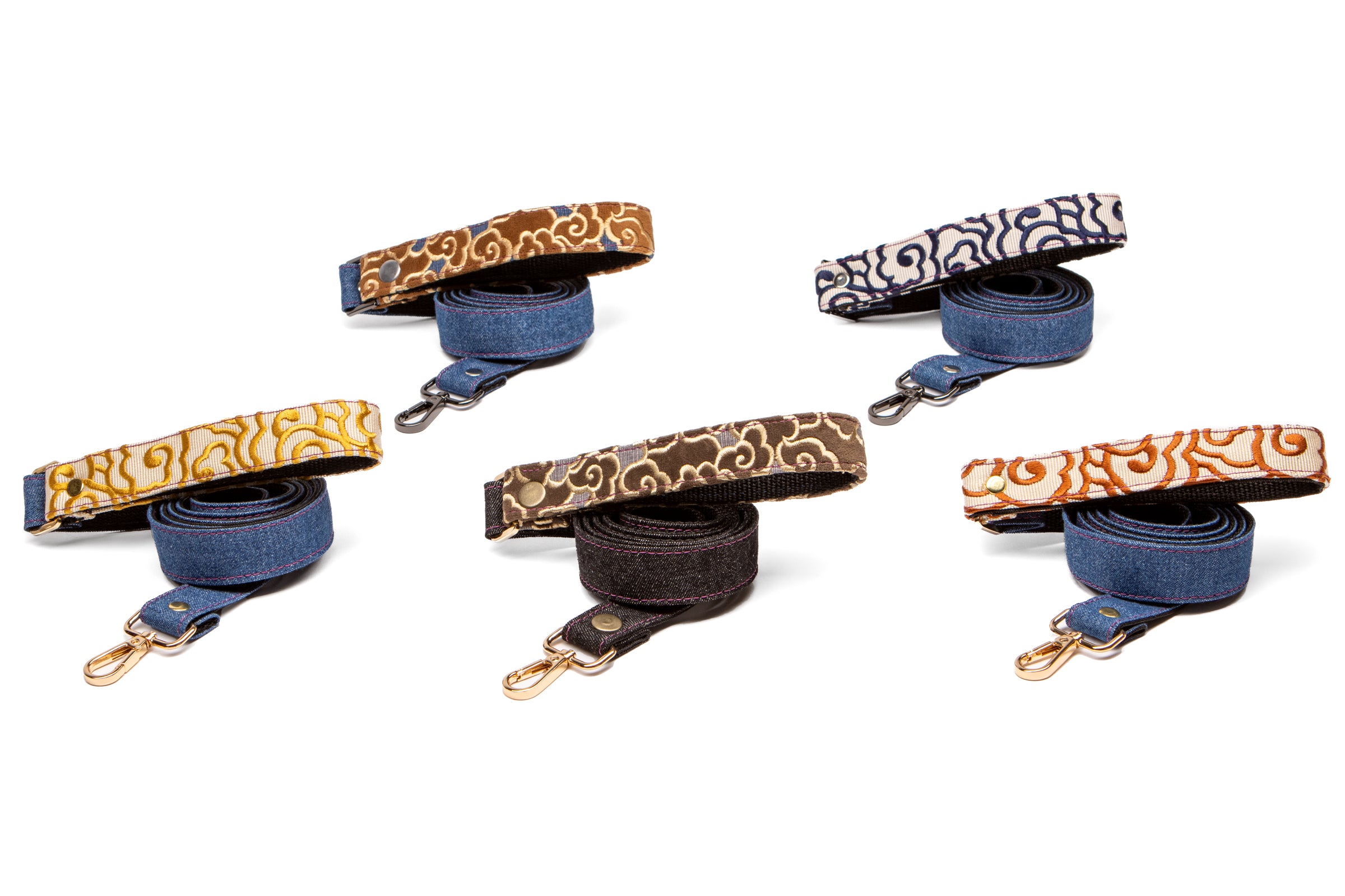 Cumulus Denim Leash - Blue on Ivory