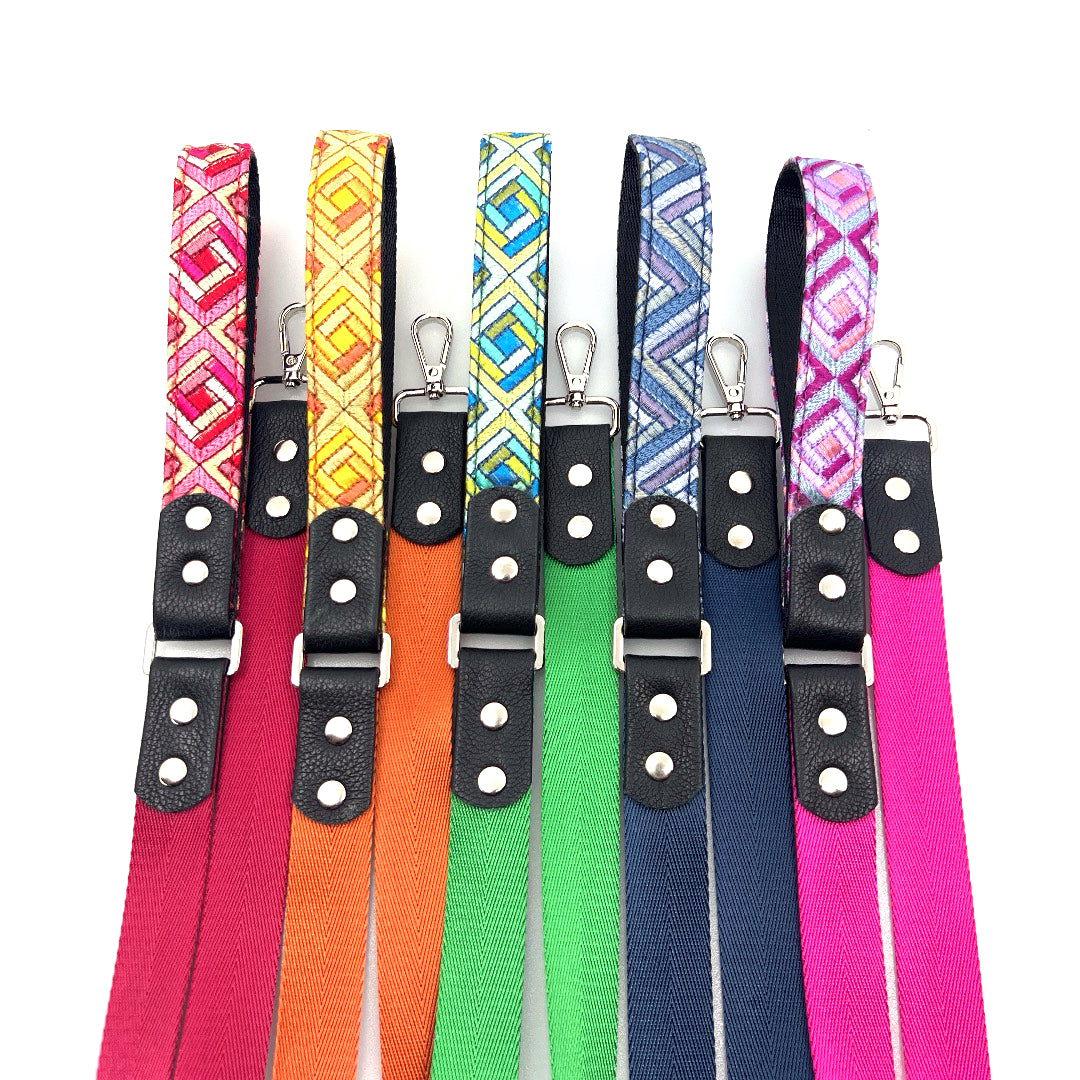 Fushia Cubic Leather & Nylon Leash by Lisa Rose by Design