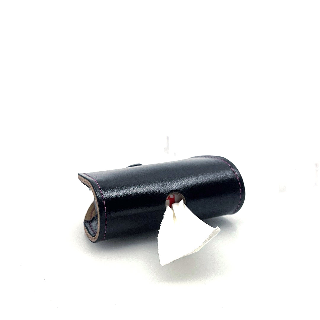 Metallic Black Poo Taco Leather Waste Bag Holder by Lisa Rose by Design