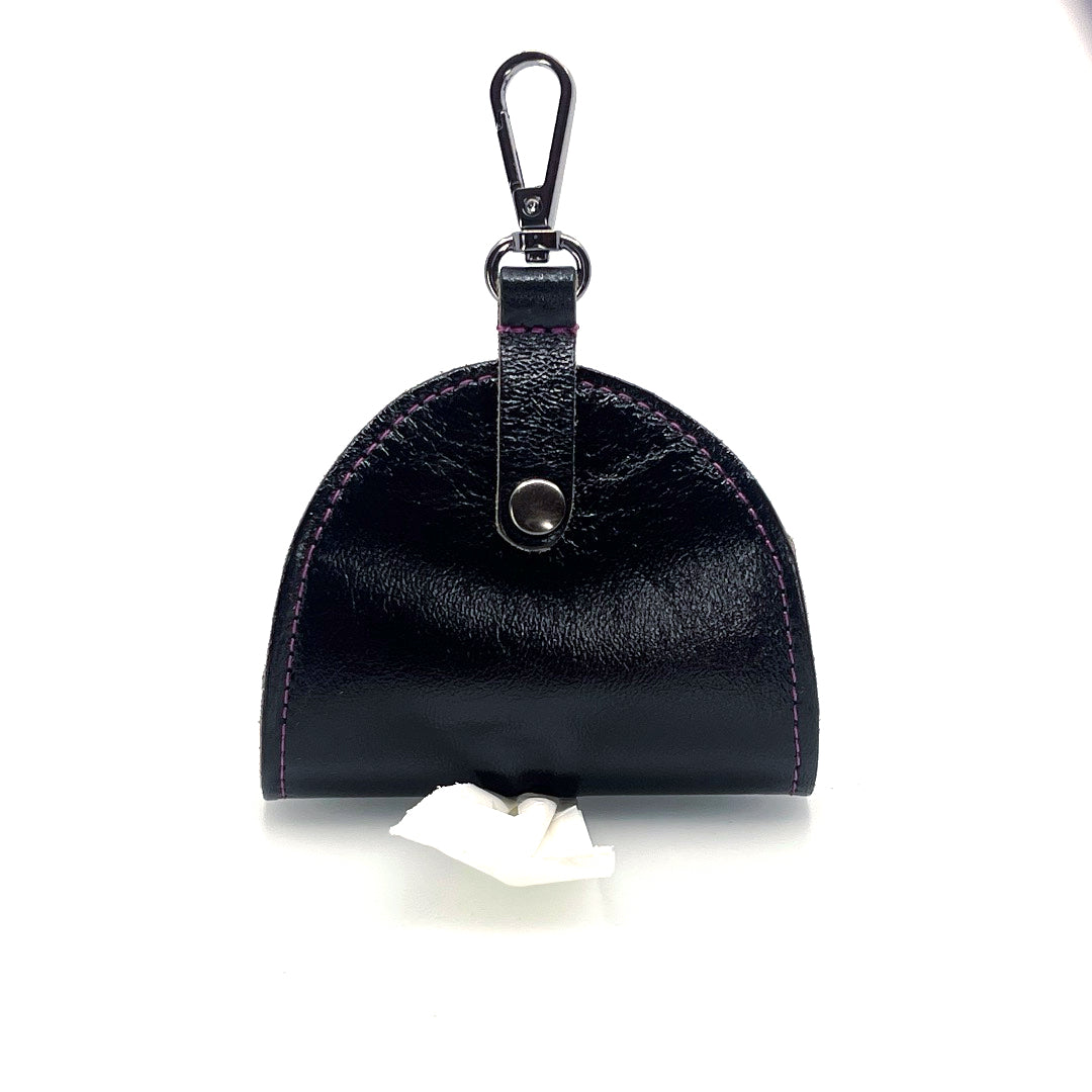 Poo Taco Leather Waste Bag Holder - Metallic Black