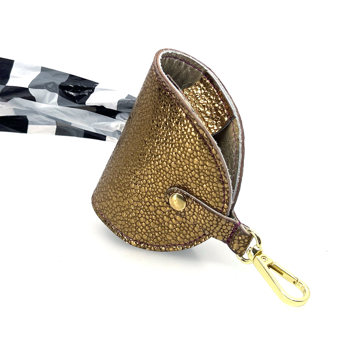 Poo Taco Leather Waste Bag Holder - Bronze Pebbles