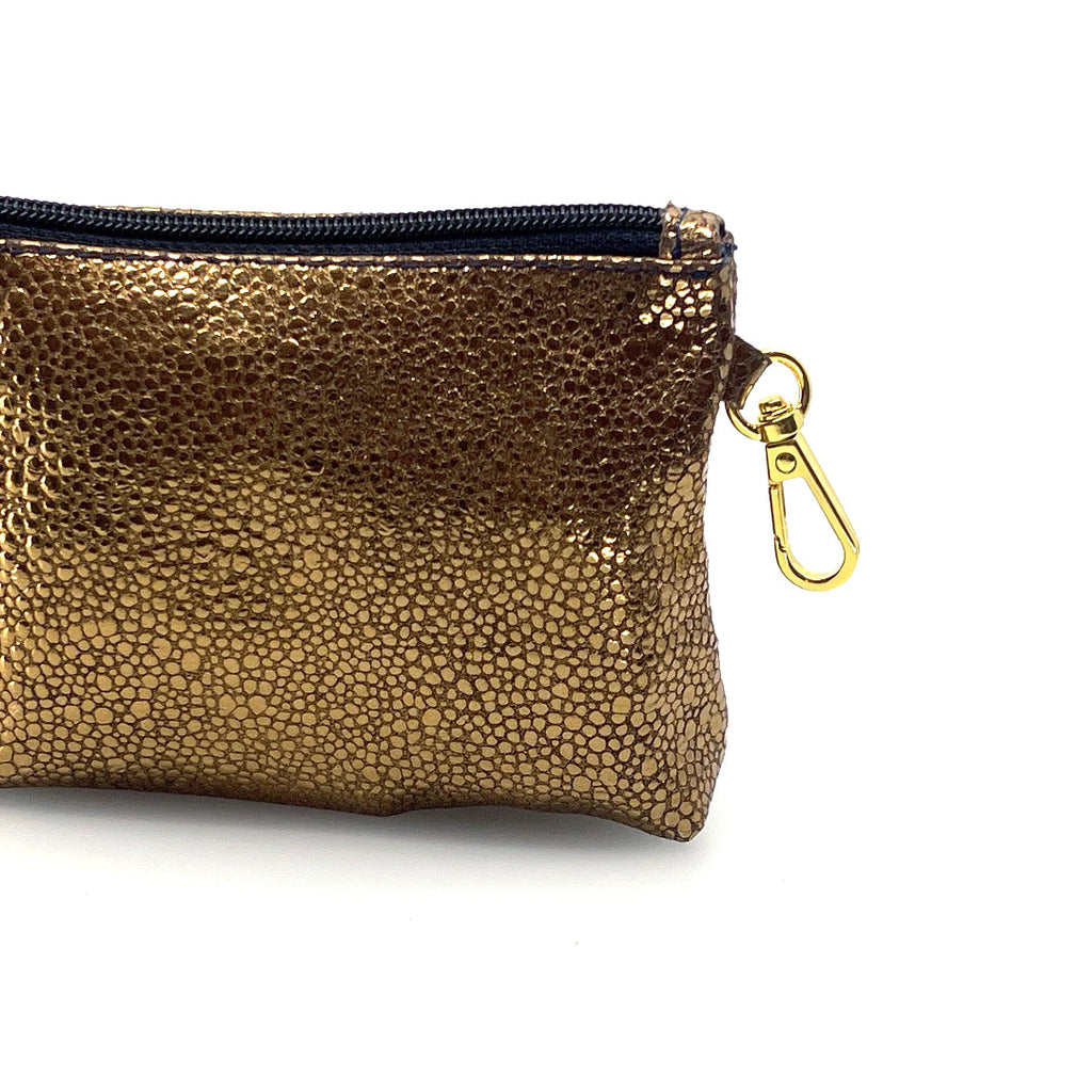 Bronze Pebble Zip Clip Pochette by Lisa Rose by Design