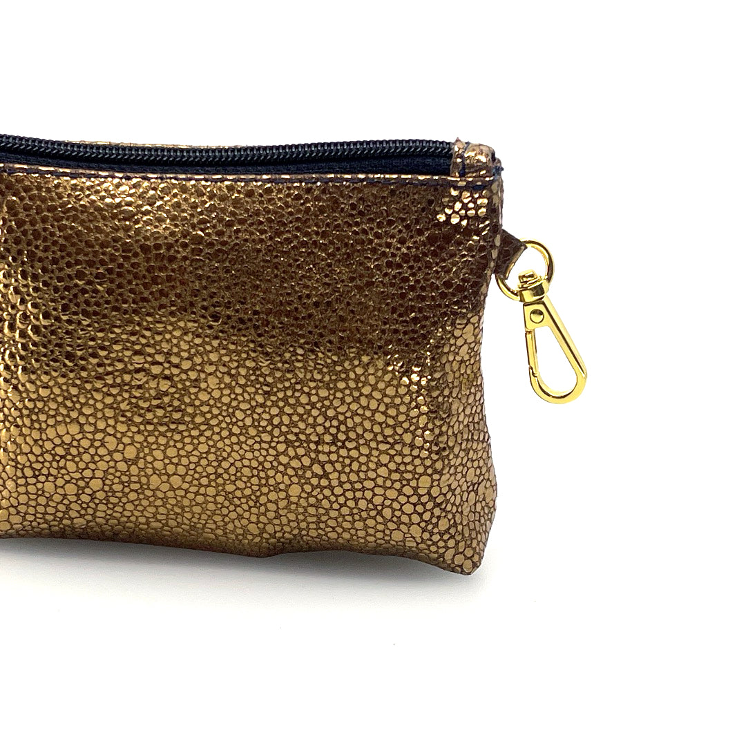 Bronze Pebble Zip Clip Pochette by Lisa Rose by Design