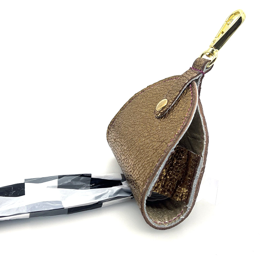 Poo Taco Leather Waste Bag Holder - Bronze Pebbles