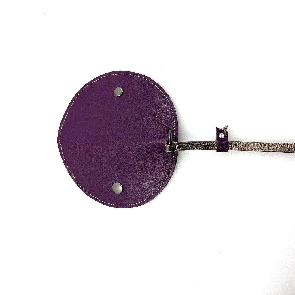 Half-moon leather eyeglass case in Eggplant & Pewter by Lisa Rose by Design