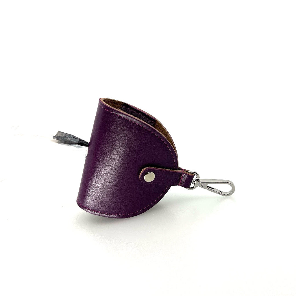 Eggplant Poo Taco Leather Waste Bag Holder by Lisa Rose by Design