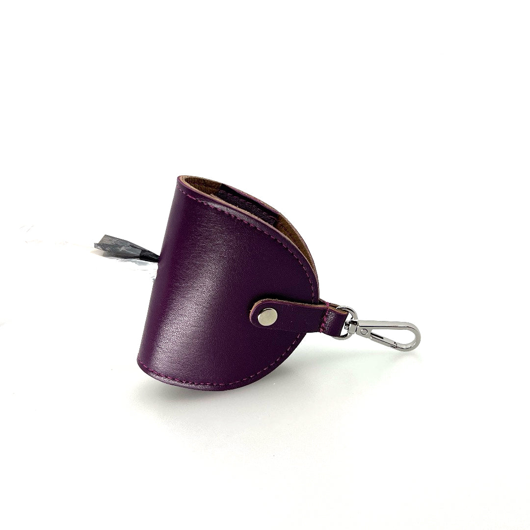 Eggplant Poo Taco Leather Waste Bag Holder by Lisa Rose by Design
