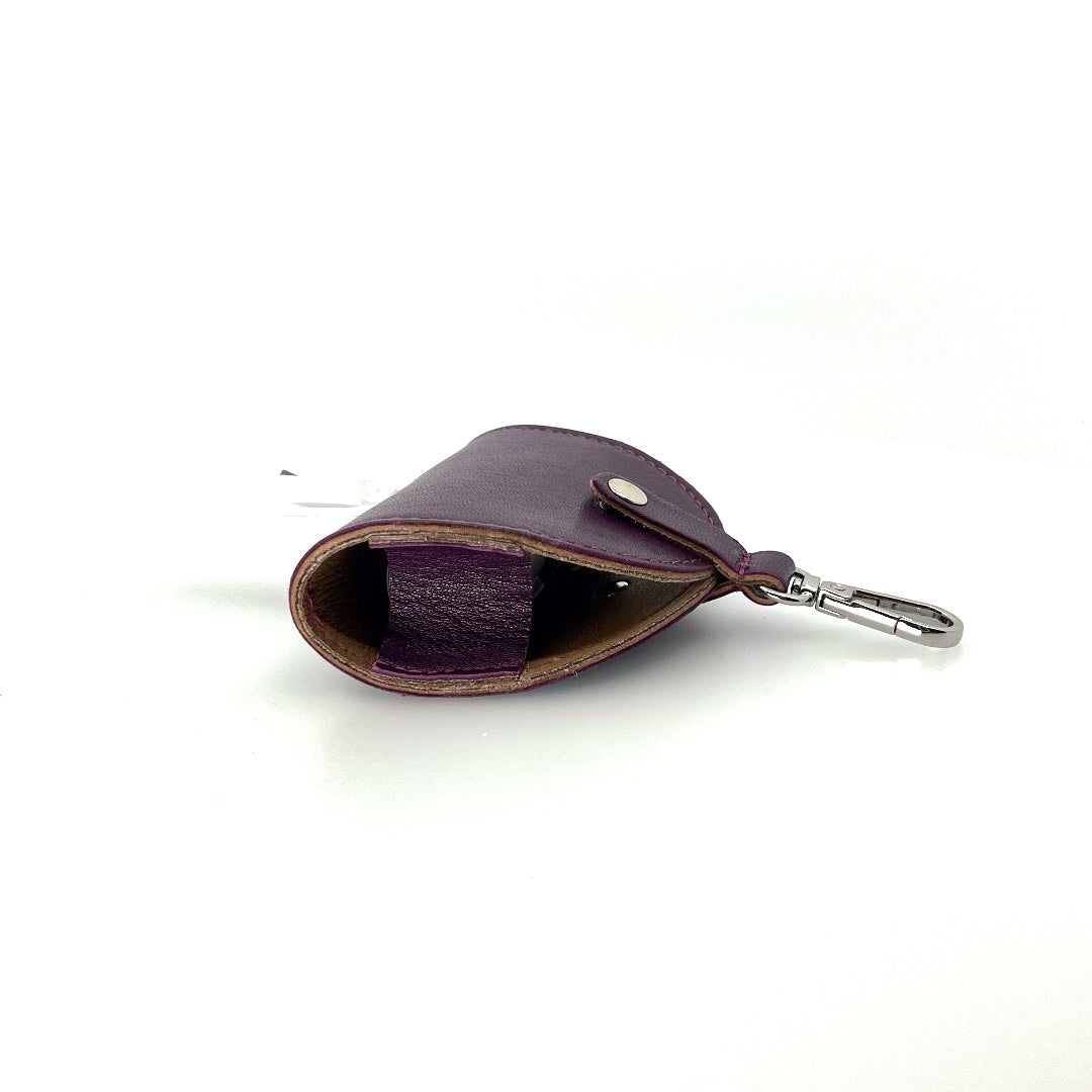 Eggplant Poo Taco Leather Waste Bag Holder by Lisa Rose by Design