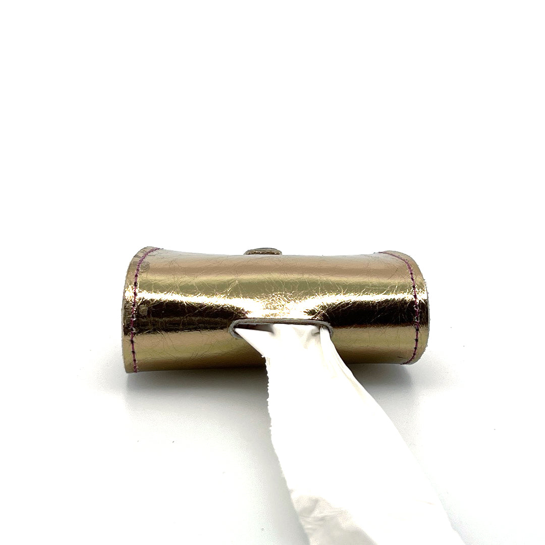 Gold Mirror Poo Taco Leather Waste Bag Holder by Lisa Rose by Design