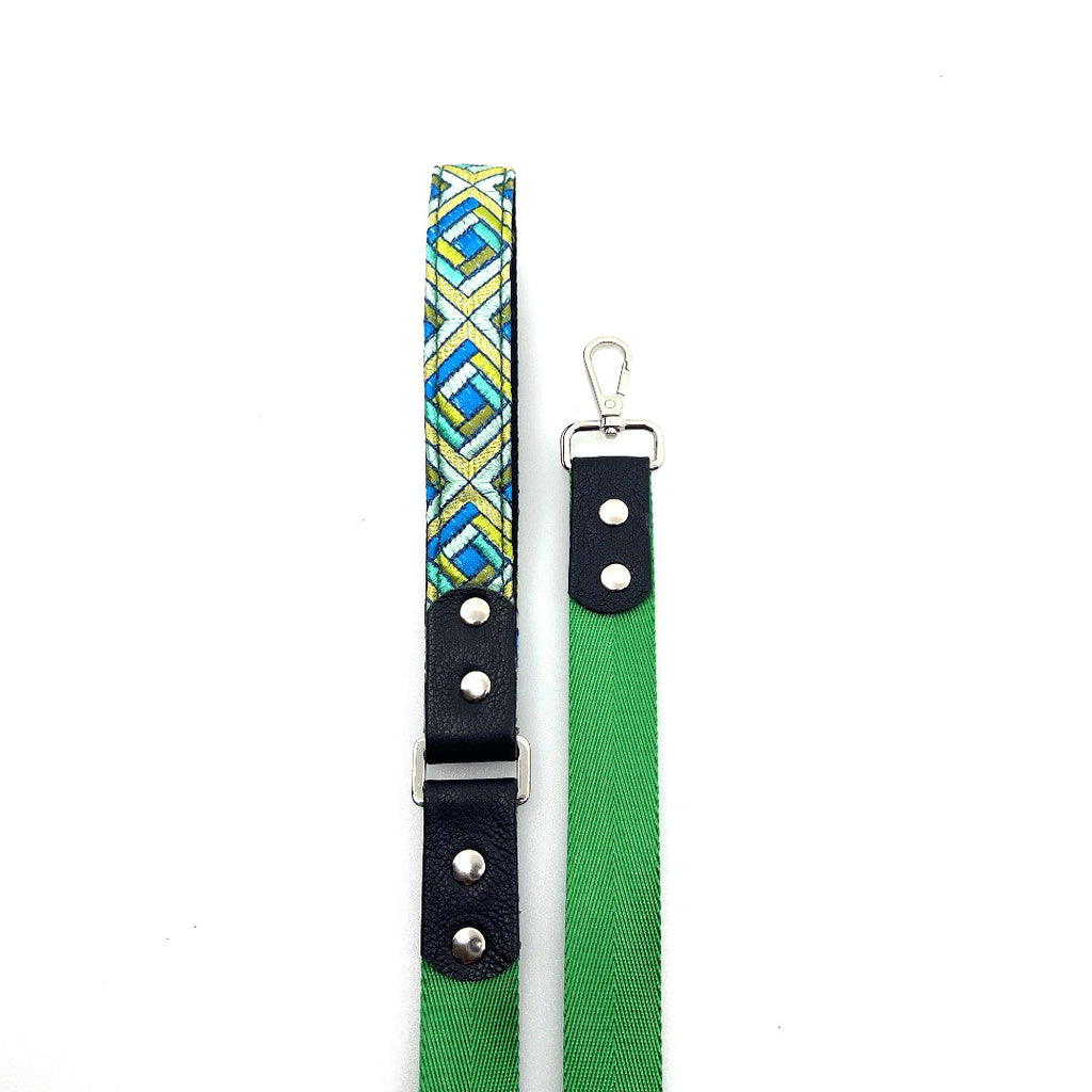 Emerald Cubic Leather & Nylon Leash by Lisa Rose by Design