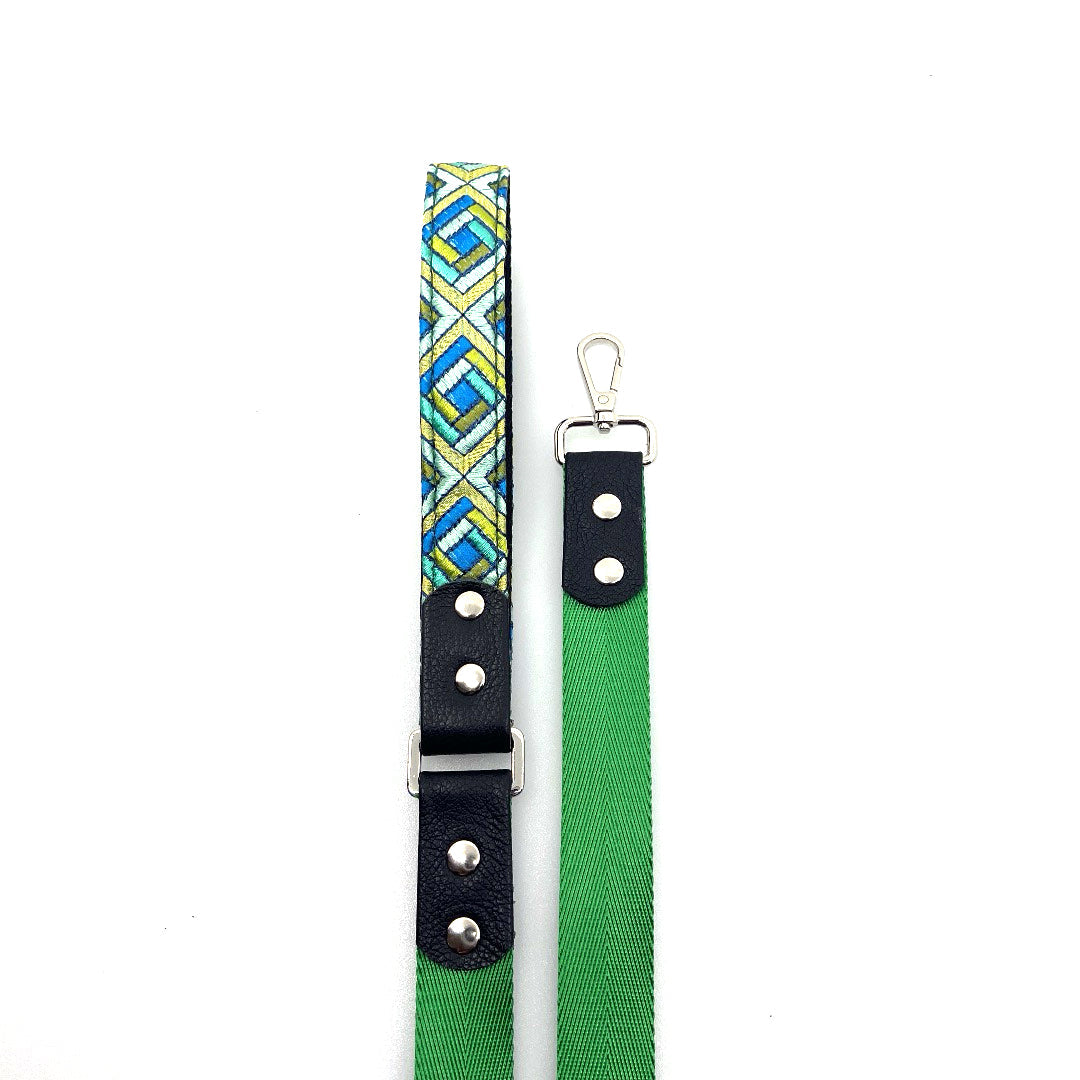 Emerald Cubic Leather & Nylon Leash by Lisa Rose by Design