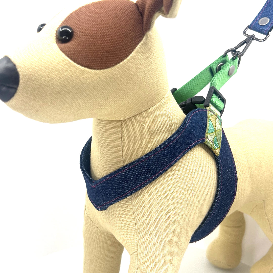 Triangle Denim Step-Into my Heart Harness - Emerald