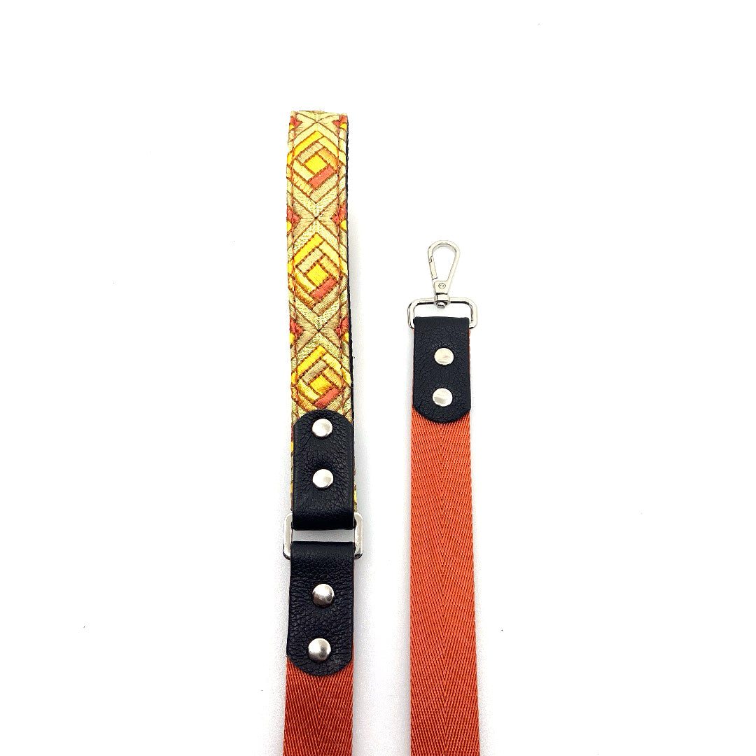 Tangerine Cubic Leather & Nylon Leash by Lisa Rose by Design