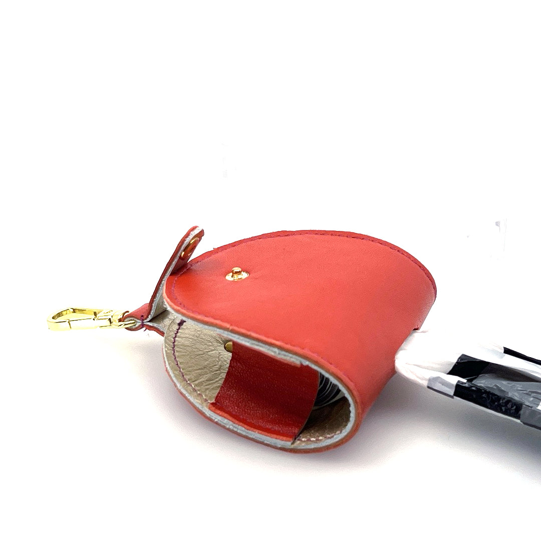 Tangerine Poo Taco Leather Waste Bag Holder by Lisa Rose by Design