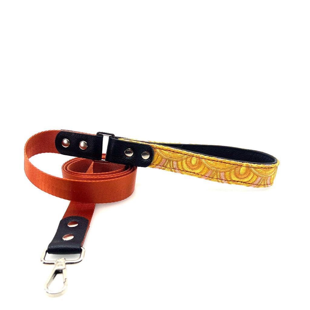 Tangerine Arches Leather & Nylon Leash by Lisa Rose by Design