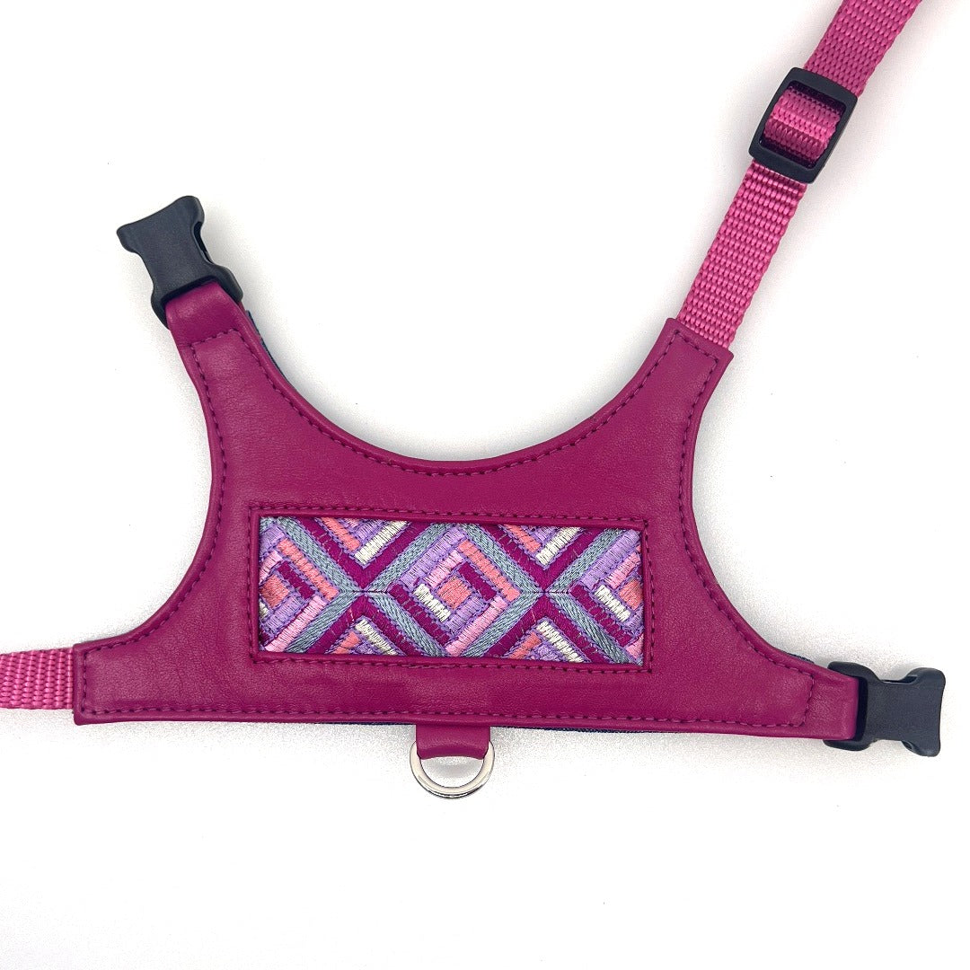 Fuchsia Cubic Leather Vest Harness by Lisa Rose by Design