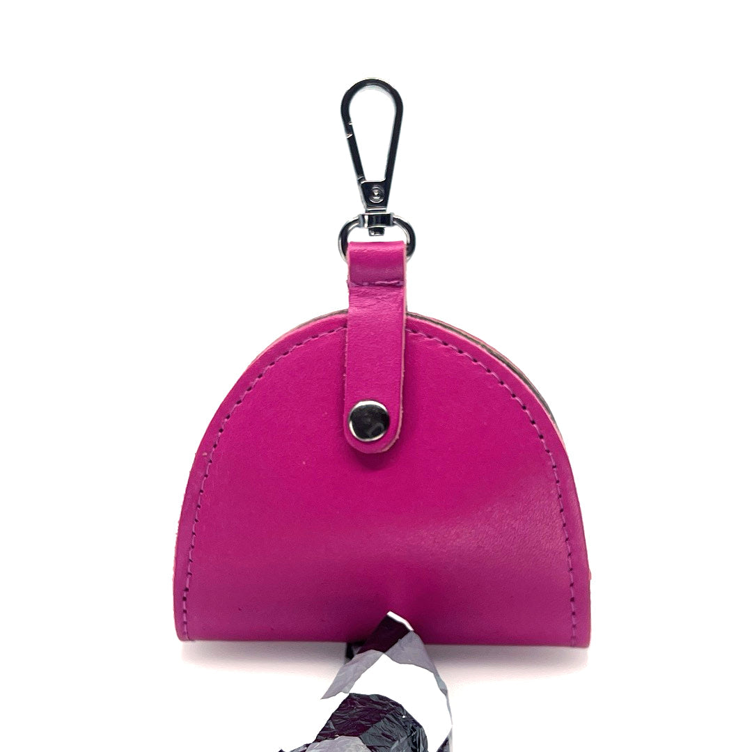 Fushia Poo Taco leather waste bag holder by Lisa Rose by Design
