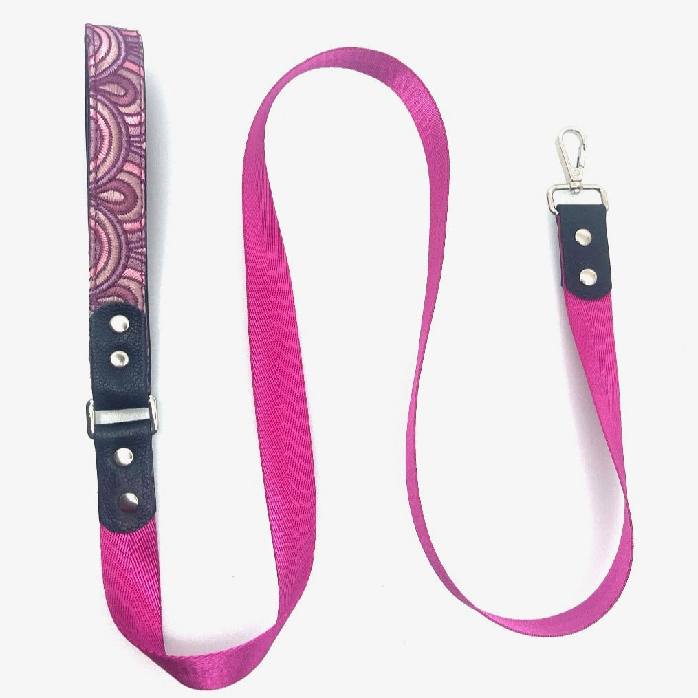 Fushia Arches Leather & Nylon Leash by Lisa Rose by Design