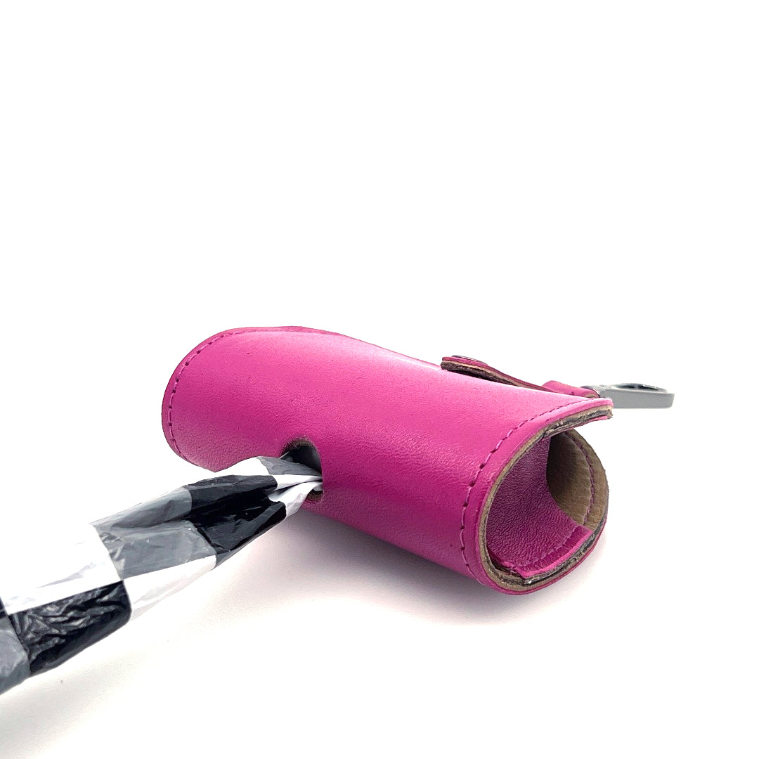Poo Taco Leather Waste Bag Holder - Fushia