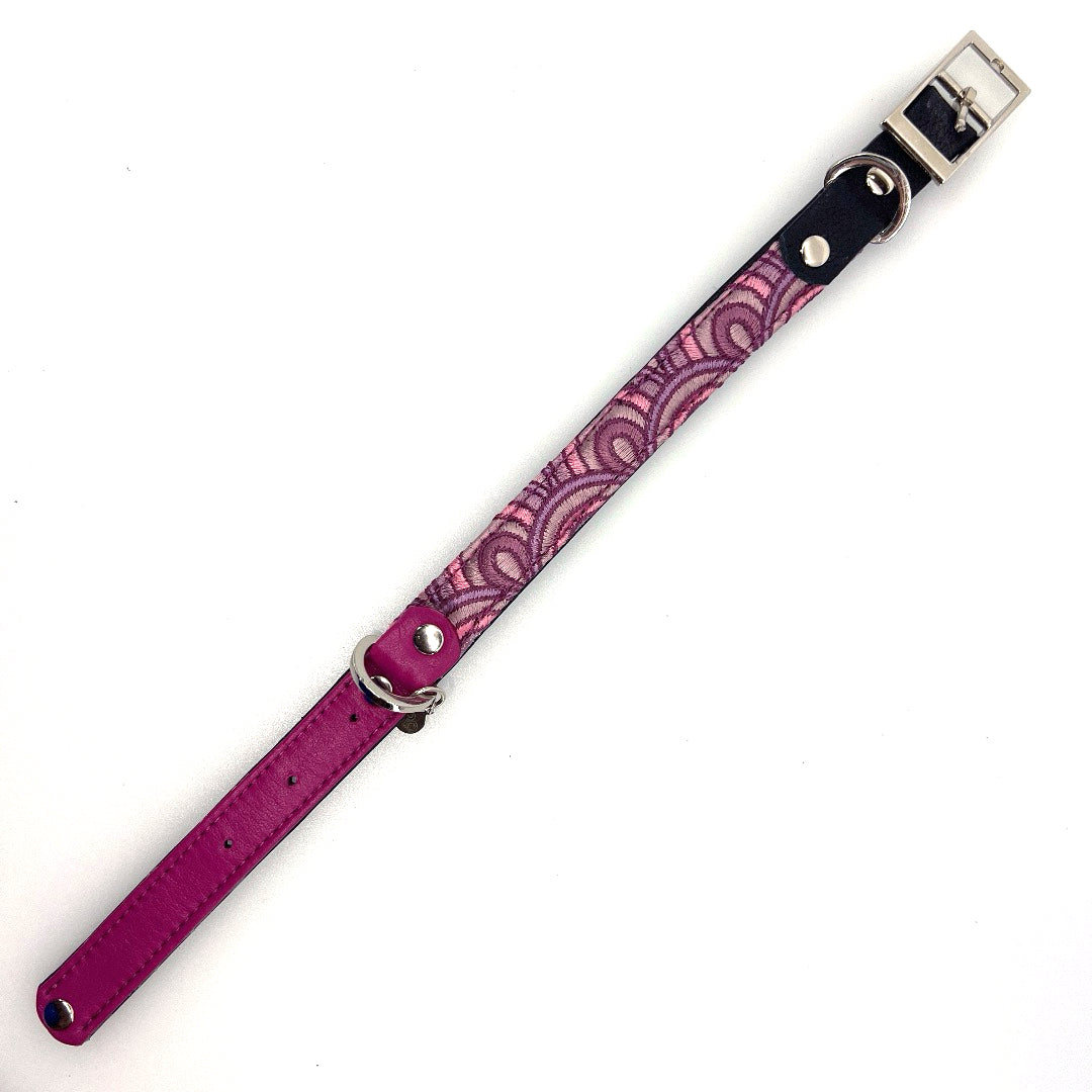 Fushia Arches Leather Collar by Lisa Rose by Design