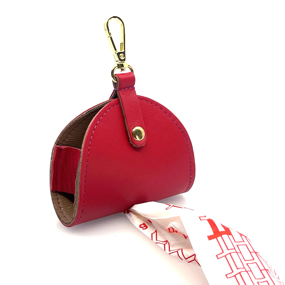 Poo Taco Leather Waste Bag Holder - Ruby