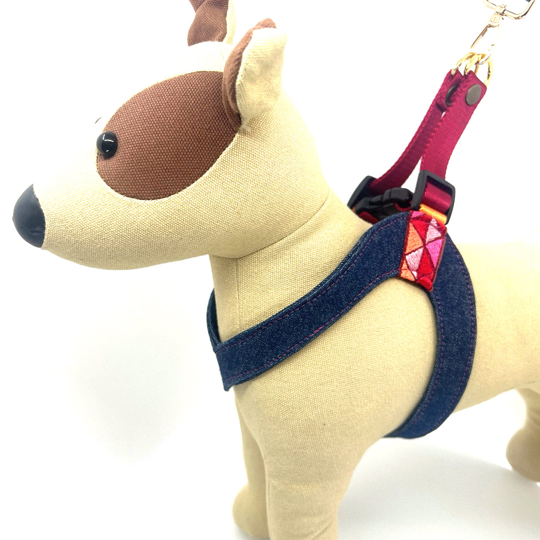 Triangle Denim Step-Into my Heart Harness - Ruby