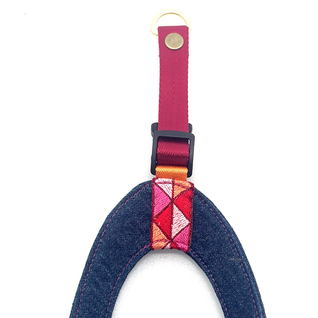 Triangle Denim Step-Into my Heart Harness - Ruby