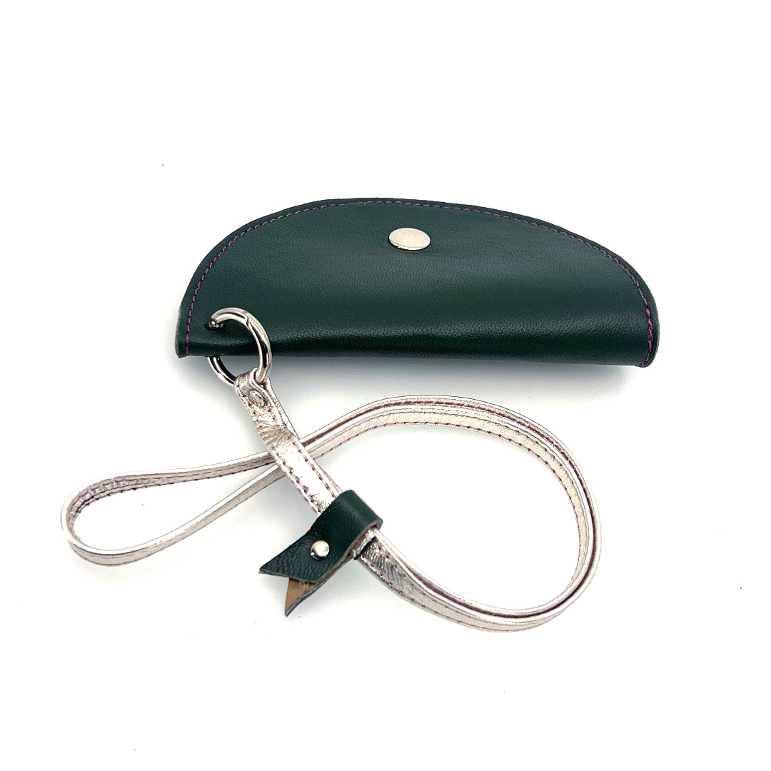 Half-Moon Eyeglass Case - Forrest Green, Tan
