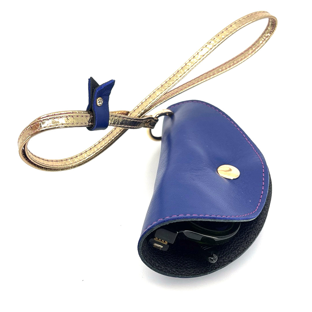 Half-Moon Eyeglass Case - Sapphire, Black