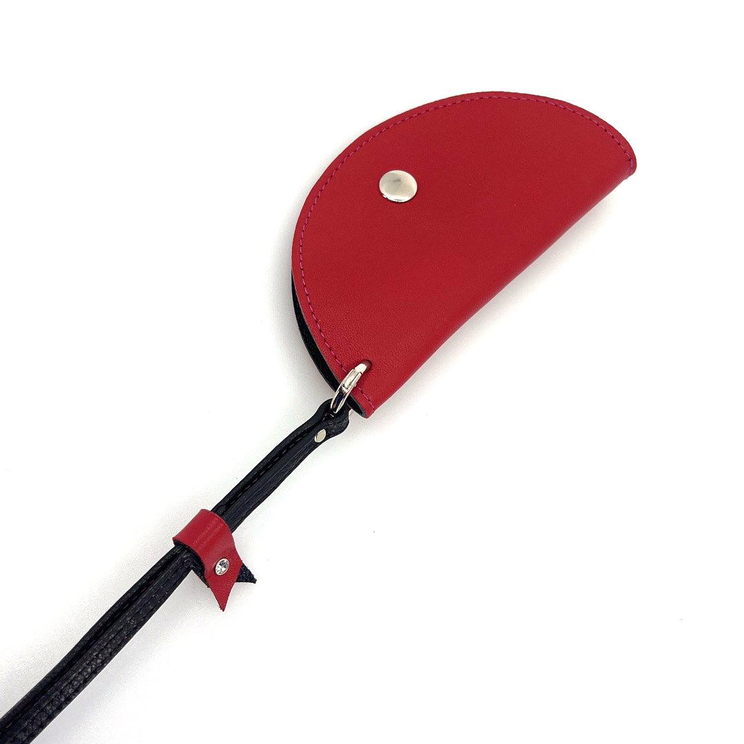 Half-Moon Eyeglass Case- Ruby, Black