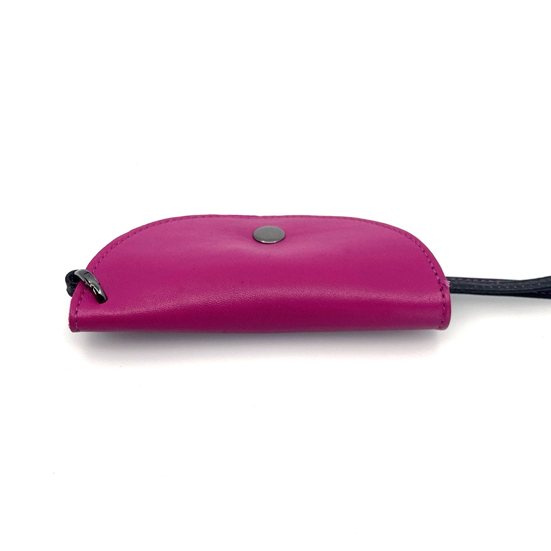 Half-moon leather eyeglass case in Fushia & Black by Lisa Rose by Design