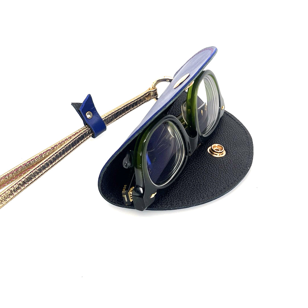 Half-Moon Eyeglass Case - Sapphire, Black