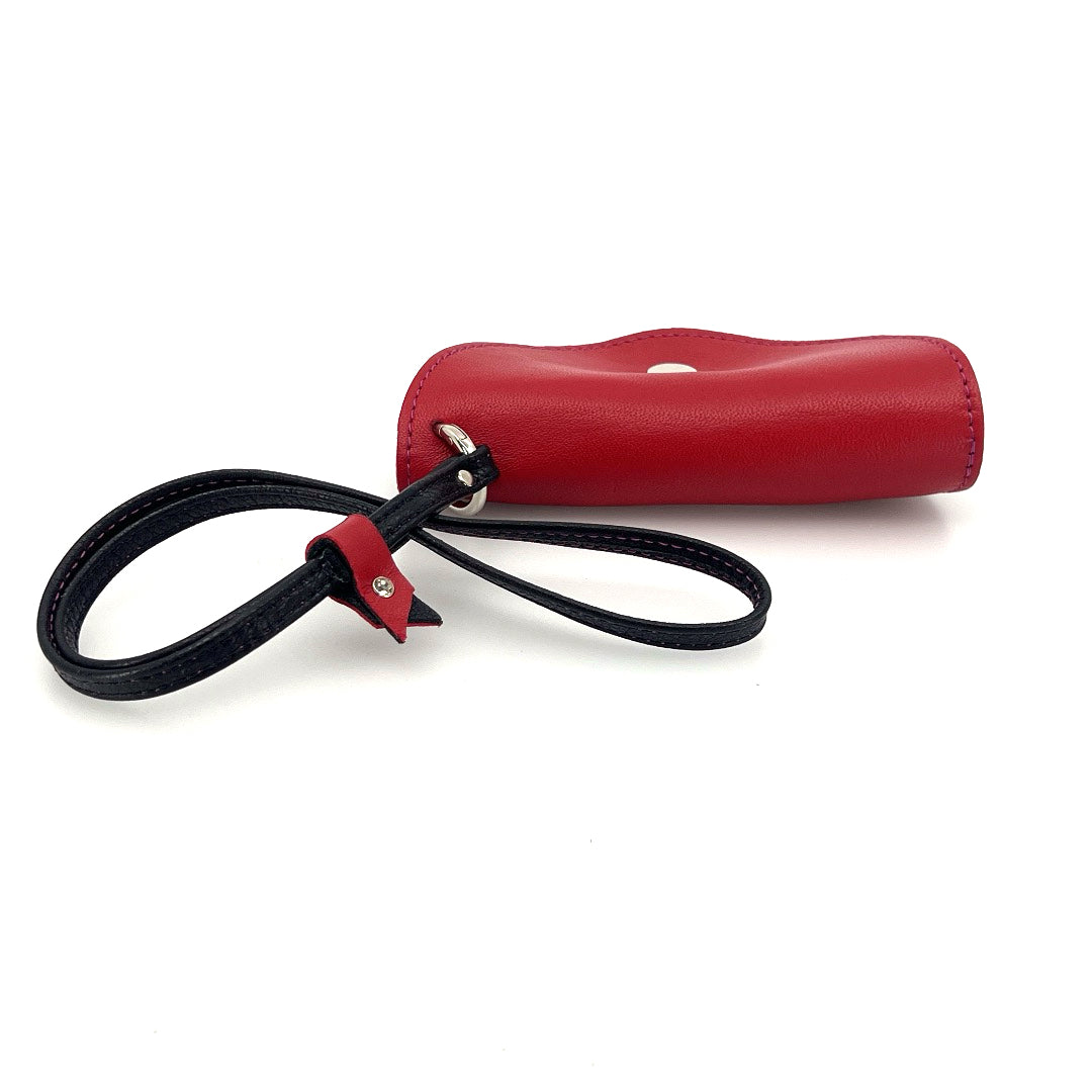 Half-moon leather eyeglass case in Ruby & Black by Lisa Rose by Design
