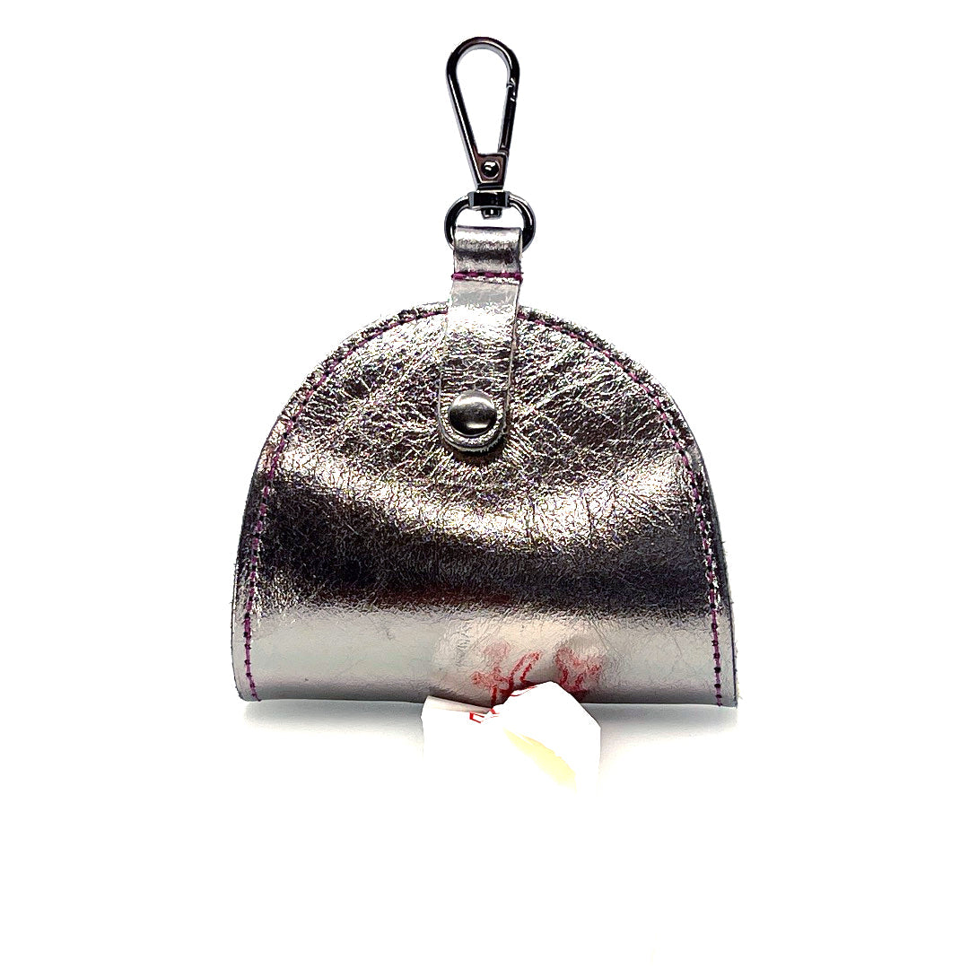 Silver Mirror Poo Taco Leather Waste Bag Holder by Lisa Rose by Design