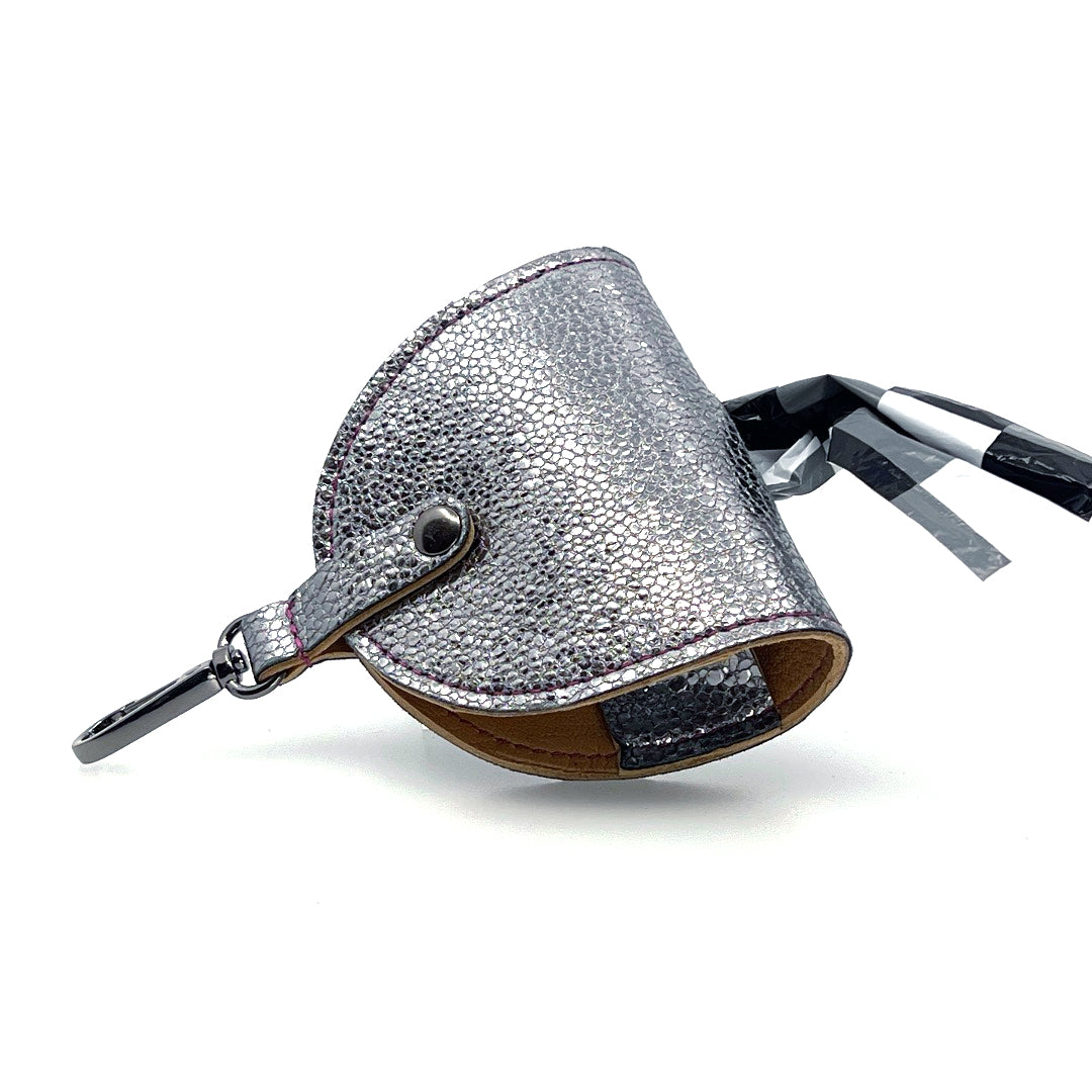 Poo Taco Leather Waste Bag - Silver Pebble